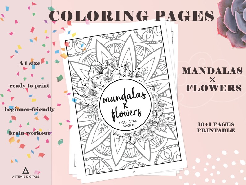 Anxiety Relief Coloring Pages for Adults With Mandalas and - Etsy