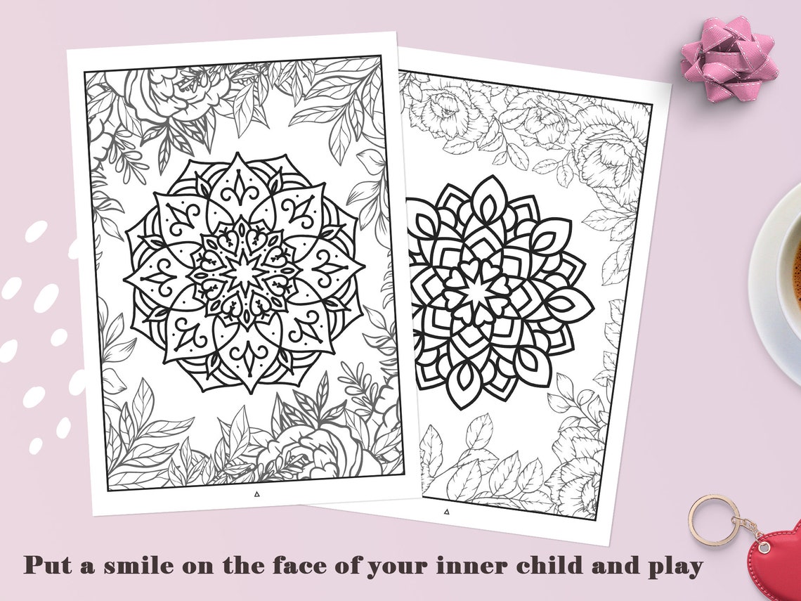 Anxiety Relief Coloring Pages for Adults With Mandalas and - Etsy