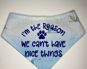 Pet bandana | ‘I’m the reason we can’t have nice things’ | pet accessories | cute | dog