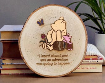 Classic pooh wood burned coaster set