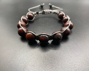 Dark Red, Brecciated Jasper, Macrame Bracelet, Men’s Women’s Bracelet