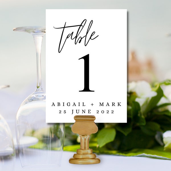 Custom Wedding Table Numbers - Gold Stands