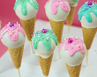 Ice cream cone cake pops, ice cream party , ice cream birthday