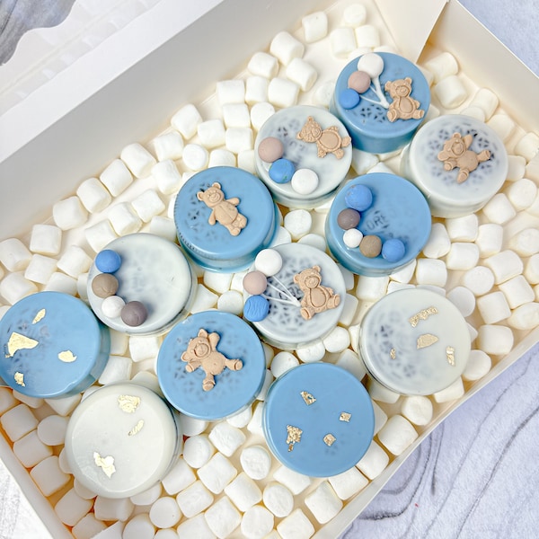 Baby shower boy chocolate covered Oreos treats