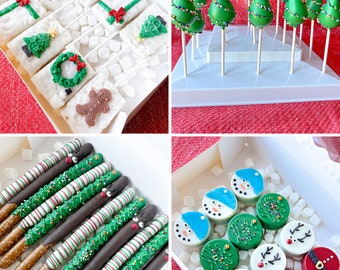 Christmas Party Package Treats, Cake Pops, Rice Krispies, Pretzels, chocolate covered Oreos (12 of each)