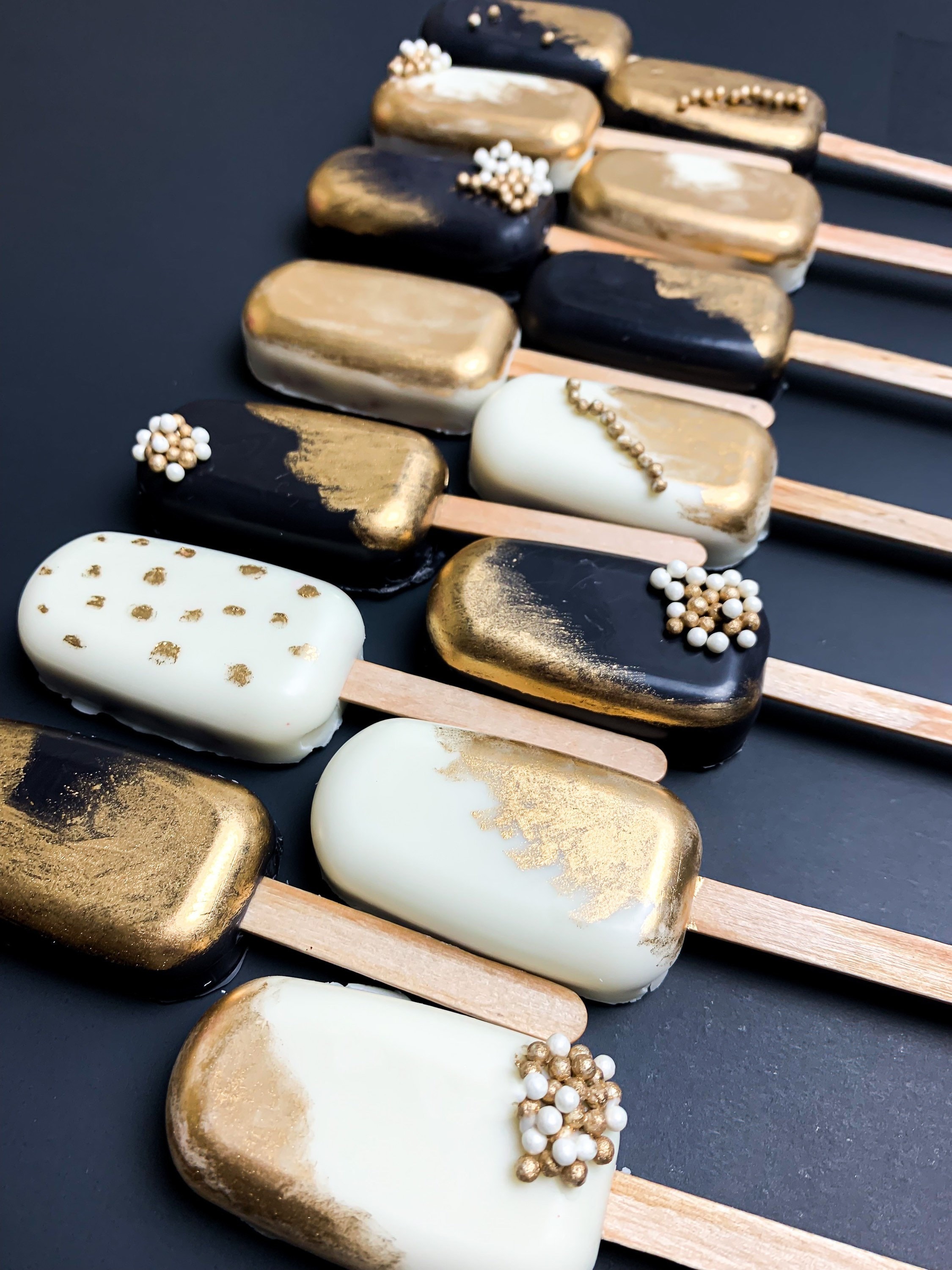 30 Acryl-Eisstiele Gold/spiegelnd – Wiederverwendbar, Für Cake-Pops, Desserts & Party-Deko