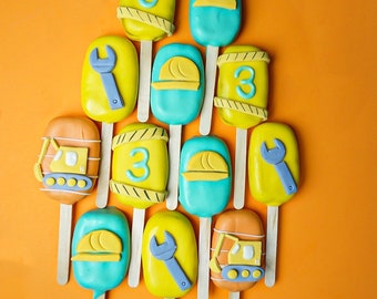 Construction Cake Pops, Construction Birthday Themed, Construction worker party (12)