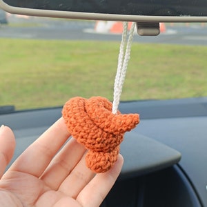 Crochet poop car mirror hanging, Funny poop car rear view mirror decoration, Positive Cheer Up Gift idea for friend