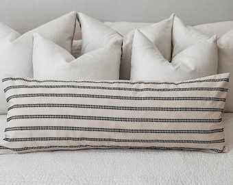 Black and White Lumbar Pillow Cover 14 x 36