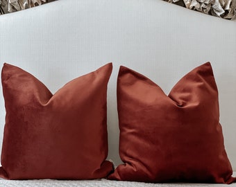 Rust Velvet Pillow Cover 24 x 24