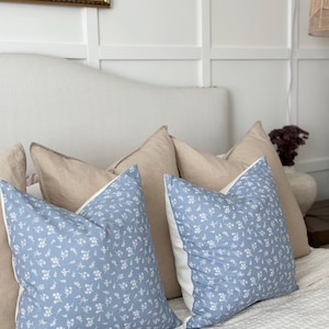 Blue Floral Pillow Cover