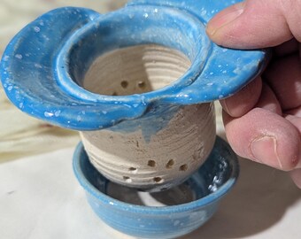 Handmade Ceramic Tea Infuser strainer brewer with Bowl: