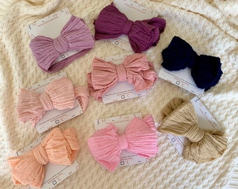 Cute Baby Bow Headband | Stretchy Nylon Headband | Newborn to Toddler Hair Accessory | Photo Prop & Gift