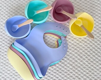 Silicone Baby Bib, Suction Bowl & Spoon Set | Weaning Starter Kit