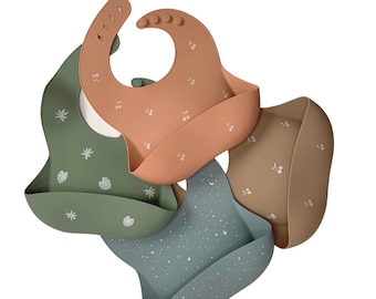 Silicone Toddler Bib – Adjustable, Soft, Mess-Free Baby Feeding Bib, Easy Clean, 4 Fun Designs