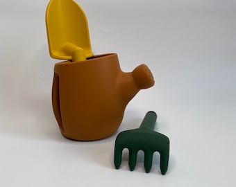 Toddler Garden Toy Set – Soft Silicone Watering Can, Spade & Rake