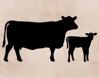Cow and Calf Svg, Cow Svg, Cricut, Cow and Calf Pair Svg, Farm Scene Svg, Animal Farming Svg, Digital Download, Heifer Svg, Svg Cut File