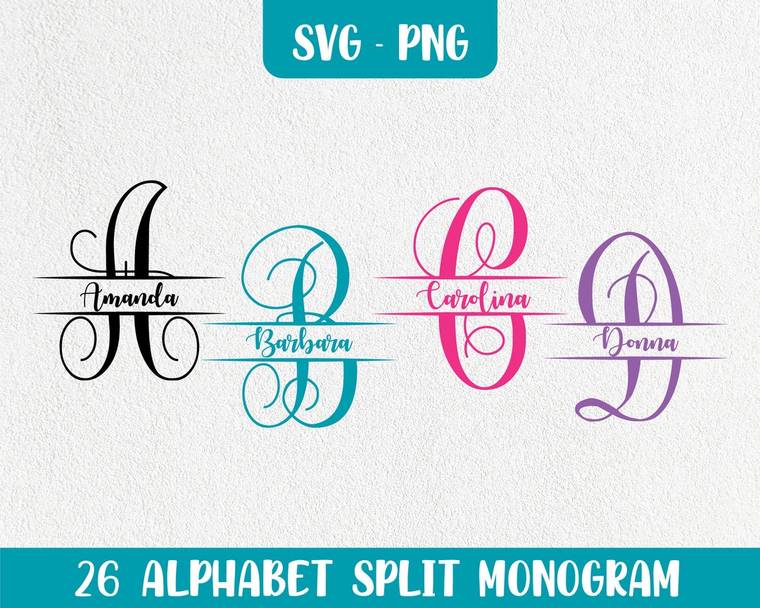 Split Monogram Alphabet Svg Letters Svg A-z Monogram Svg - Etsy