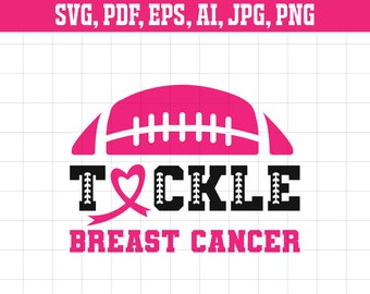 Breast Cancer Svg, Tackle Breast Cancer, Football Sport Cancer Svg, Cancer Awareness Svg, Wear Pink Svg, Fight Cancer Svg, Support Squad