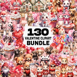 Compre 2 e ganhe 1 grátis - mais de 130 pacotes de clipart do dia dos namorados, aquarela dia dos namorados PNG, clipart do dia dos namorados, clipart de sublimação, uso comercial