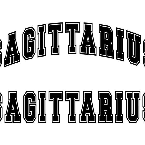Sagittarius Svg, Digital Downloads, Arc Sagittarius Svg, Zodiac Svg, Varsity Font Svg, Horoscope Svg, College Font Svg, Svg Files for Cricut