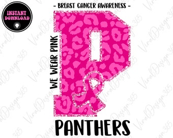 Panthers Cancer Png, Cancer Awareness Png, Digital Download, Panthers Png, Breast Cancer Png, Leopard Png, Silhouette, Cricut Files
