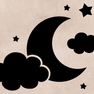 Cloud en Star Svg, Cloud Svg, Star Svg, Cloud Cut File, Moon Cloud Svg, Digital Download, Cloud Heart Svg, Cricut, Silhouette, Svg Cut Fil