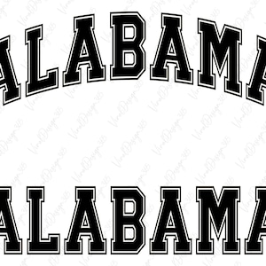 Alabama Svg, download digital, EUA Svg, College Font Svg, Alabama Shirt Svg, Silhouette, Varsity Font Svg, State Svg, arquivo Svg para Cricut