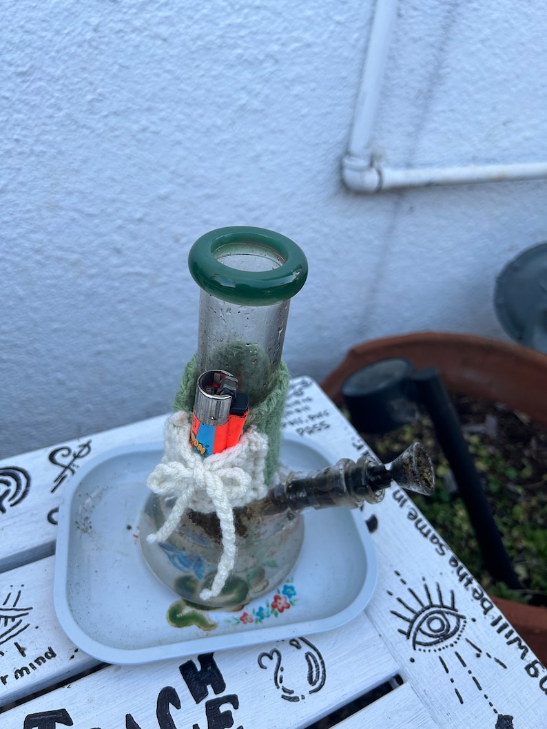 Homemade Crochet Bong Sleeve With Lighter Holder Etsy