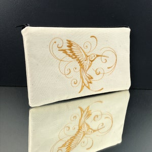 Trousse en tissu brodée Colibri
