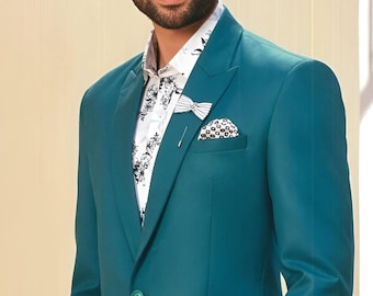 Terno Jodhpuri azul celeste masculino para recepção de casamento, conjunto de calça e paletó.