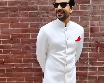 Traje Sherwani indiano: Traje étnico masculino para noivo