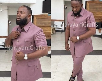 Stylish Decent Pink Color Safari Suit for men for wedding and events and party and casual wear
