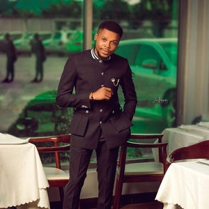 Handmade Black Safari Suit Men s Wedding & Party Attire