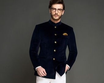 Stylish Colloection of Black Velvet Jodhpuri Suit Men s Bandgala Wedding Outfit