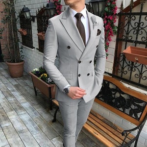 Abito grigio a due pezzi Elegante Jodhpuri Bandgala da uomo