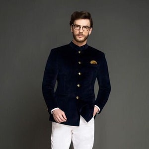 Stylish Colloection of Black Velvet Jodhpuri Suit Men s Bandgala Wedding Outfit