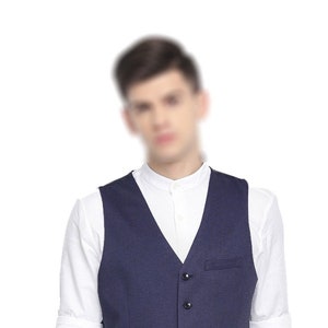 NarayaniCrafts Stylish partywear style Navy Blue color waist coat for men.