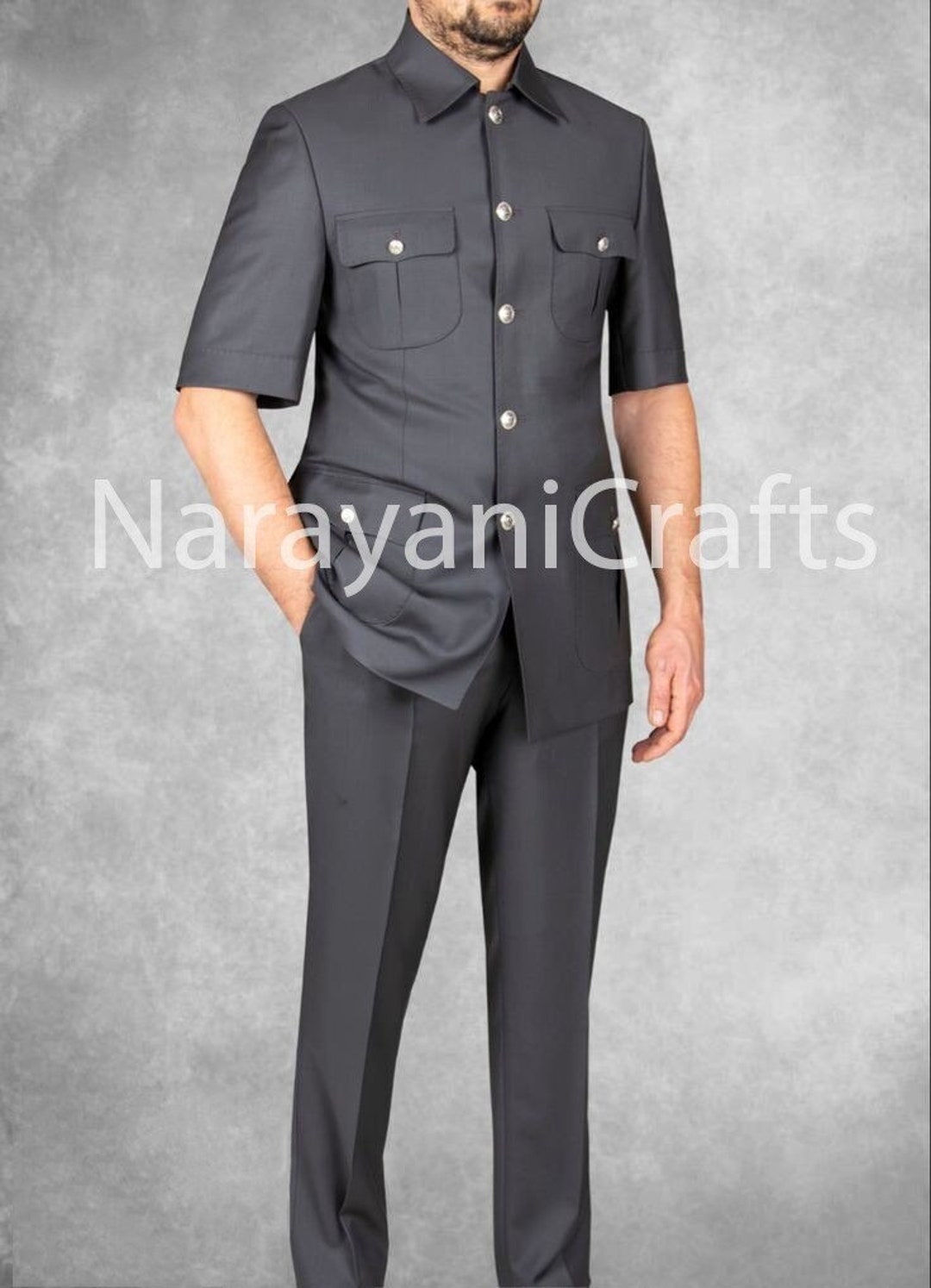 Buy Handmade Traditional Sky Blue Safari Suit for Men for Casual Wear and  Party and Daily Wear Online in India - Etsy