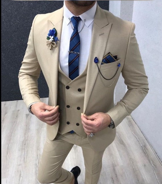 Designer Handmade Ivory Color Three Piece Coat Pant Suit for Men for  Wedding and Festive Occasions and Events -  Sweden