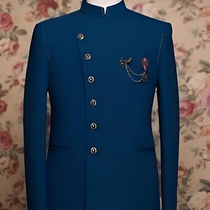 Stylish Colloection of Navy Blue Jodhpuri Suit Men s Bandgala Wedding Party Outfit