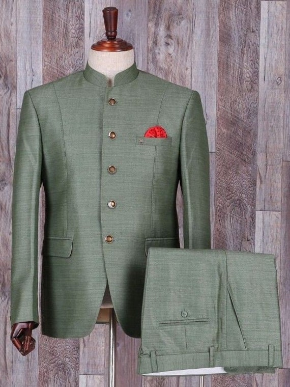 Imported Fabric Jodhpuri Suit In Green Colour-SH5600112