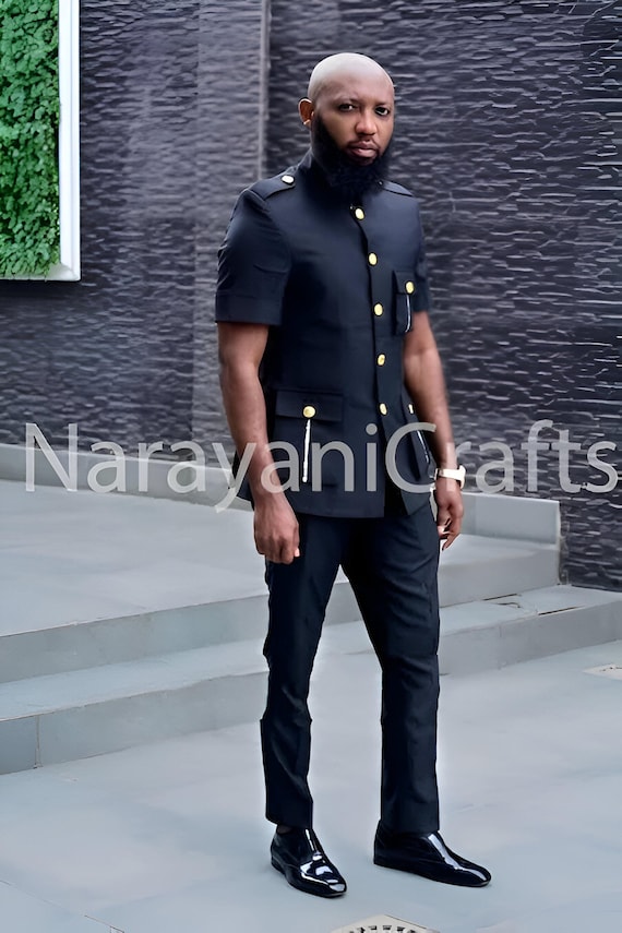 Stylish Navy Blue Safari Suit Men S Wedding & Party Wear - Etsy