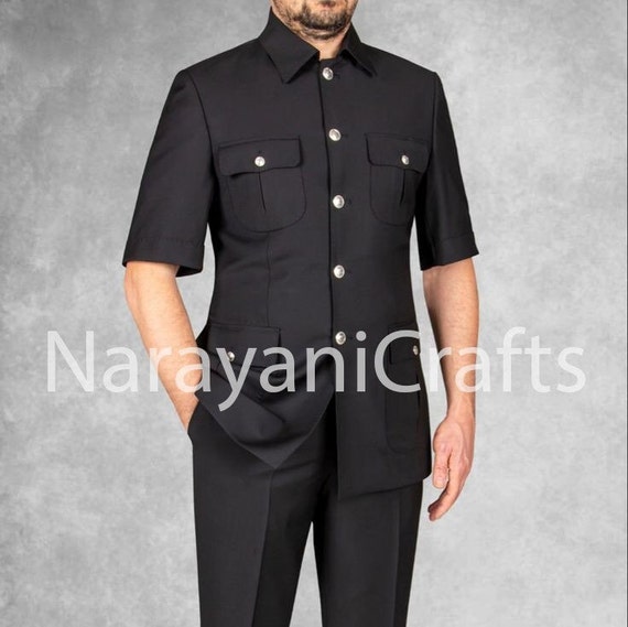 New Designer Handmade Black Color Safari Suit for Men for Wedding and  Festive Occasions and Events 
