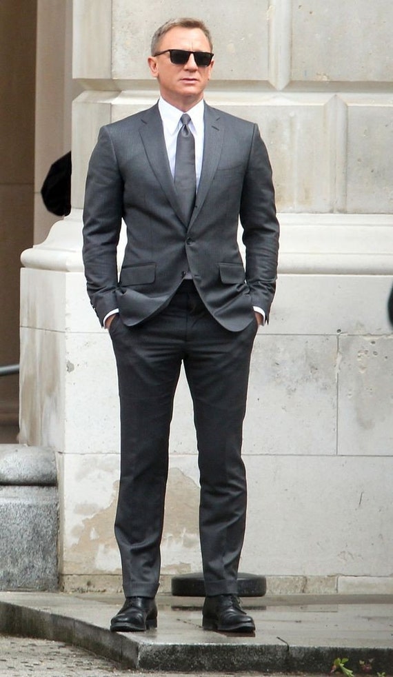 Mens dark grey suit discount