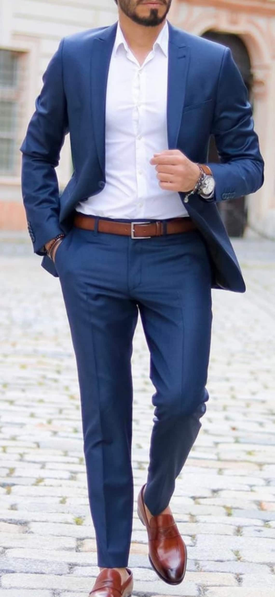 Stylish Royal Blue Two Piece Suit for men for wedding and image 1