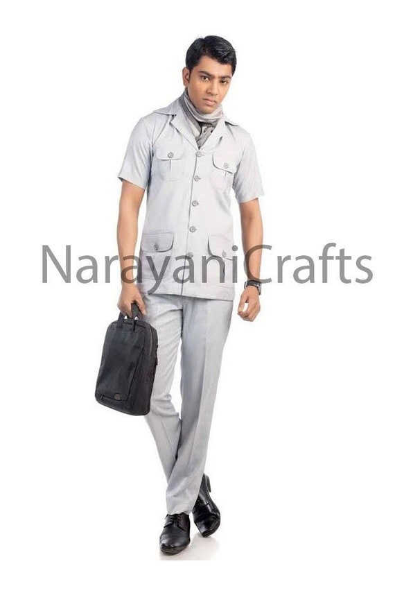 Stylish Gray Safari Suit Men s Wedding & Party Wear