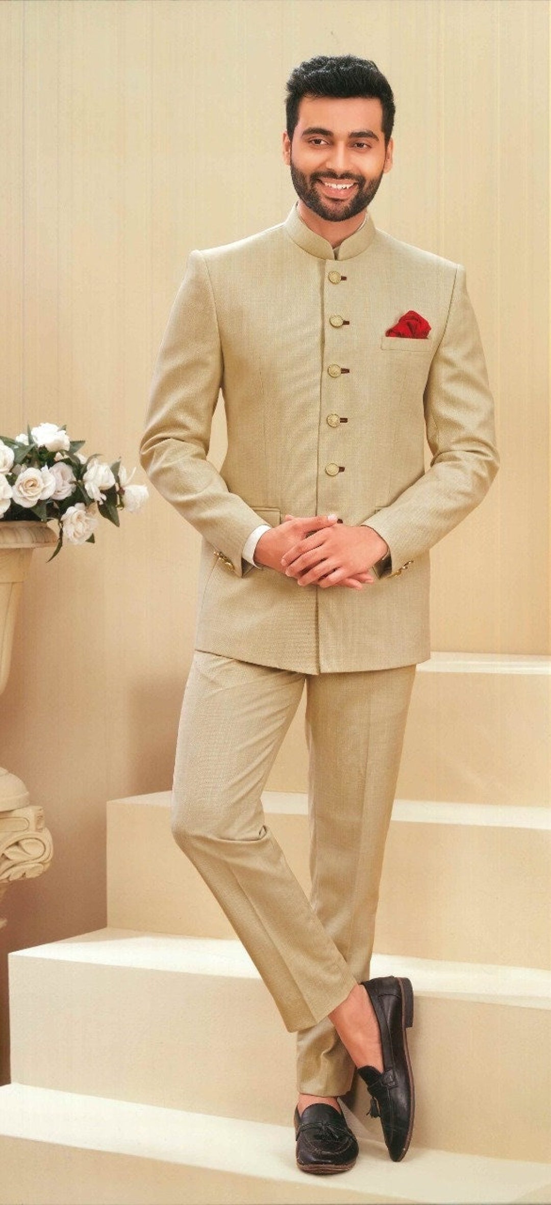 Crystal Double Breasted Cream Suit freeshipping - BOJONI | Cream suit, Slim  fit suit men, Slim fit