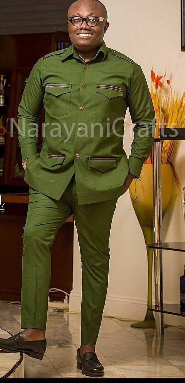 An emerald green French Safari Suit, embellished to a standstill!!!💥 SHOP  THIS LOOK!!