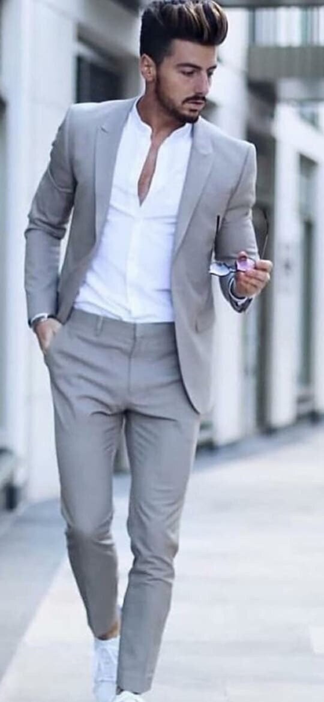 Men 2 Piece Grey Suits | Wedding & Dinner Suit | Slim Fit One Button suit |  Sainly– SAINLY
